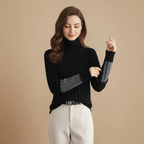 Women turtleneck colour block winter jumper