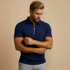 Men's quarter zip short sleeve polo shirt