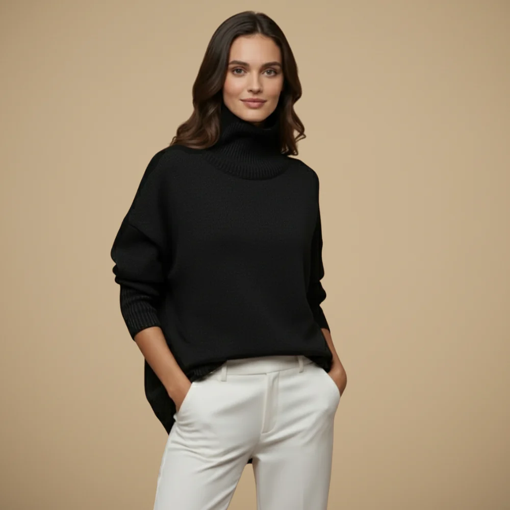 Women's high neck loose sweater