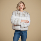 Women's long sleeve winter fur jacket
