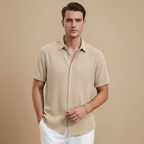 Men’s short sleeve button-front polo shirt