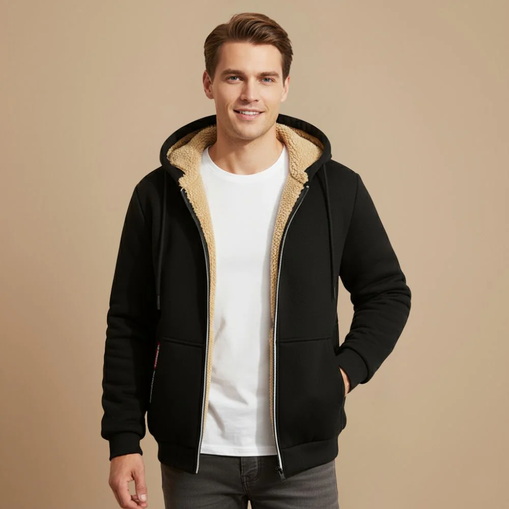 Men's comfy thick lined zip hoodie jacket