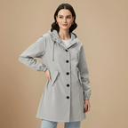 Women's mid length hooded windbreaker