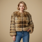 Women's long sleeve winter fur jacket