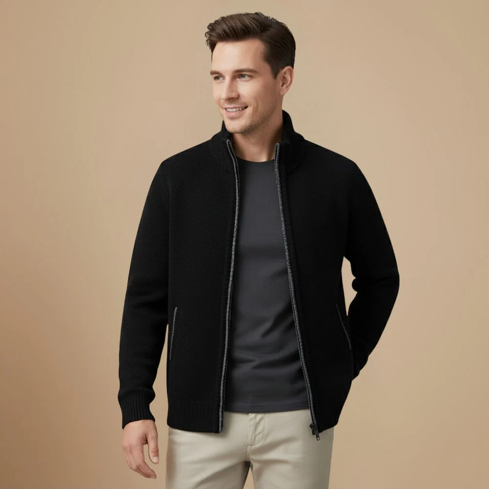 Men's full zip knitted thermal jacket
