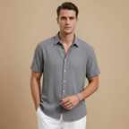 Men’s short sleeve button-front polo shirt