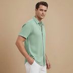 Men’s short sleeve button-front polo shirt