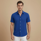 Men’s short sleeve button-front polo shirt