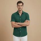 Men’s short sleeve button-front polo shirt
