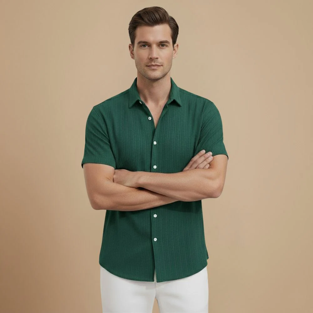 Men’s short sleeve button-front polo shirt
