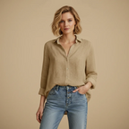 Women's button-up long sleeve casual top