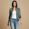 Women's printed patterned zip bomber jacket