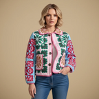 Women's colorful printed button-up jacket
