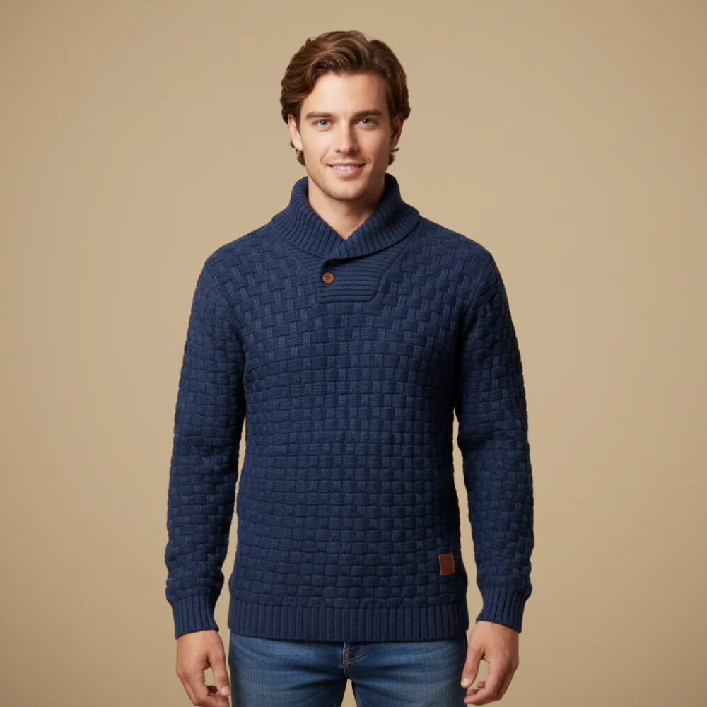 Men's long sleeve textured high neck sweater