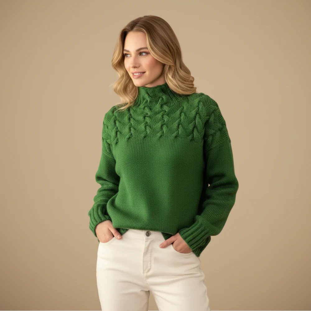 Women’s long sleeve cable knit sweater