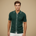 Men's knitted short sleeve polo shirt