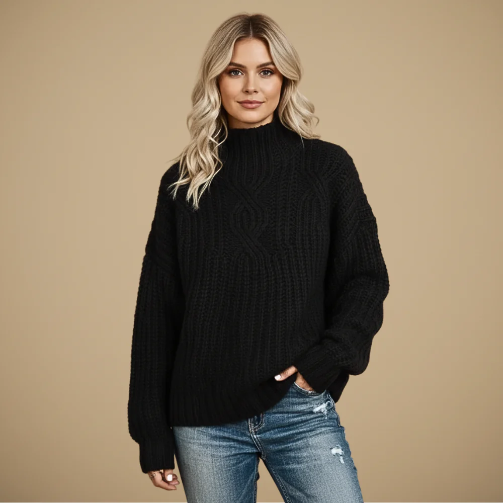 Women's turtleneck long sleeve sweater