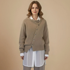 Women's asymmetric button knitted cardigan