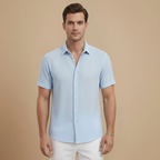 Men’s short sleeve button-front polo shirt