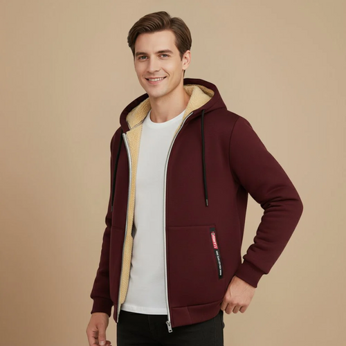 Men's comfy thick lined zip hoodie jacket