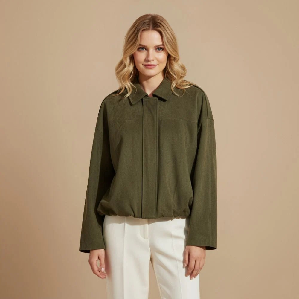 Women’s casual waist length jacket with bubble hem