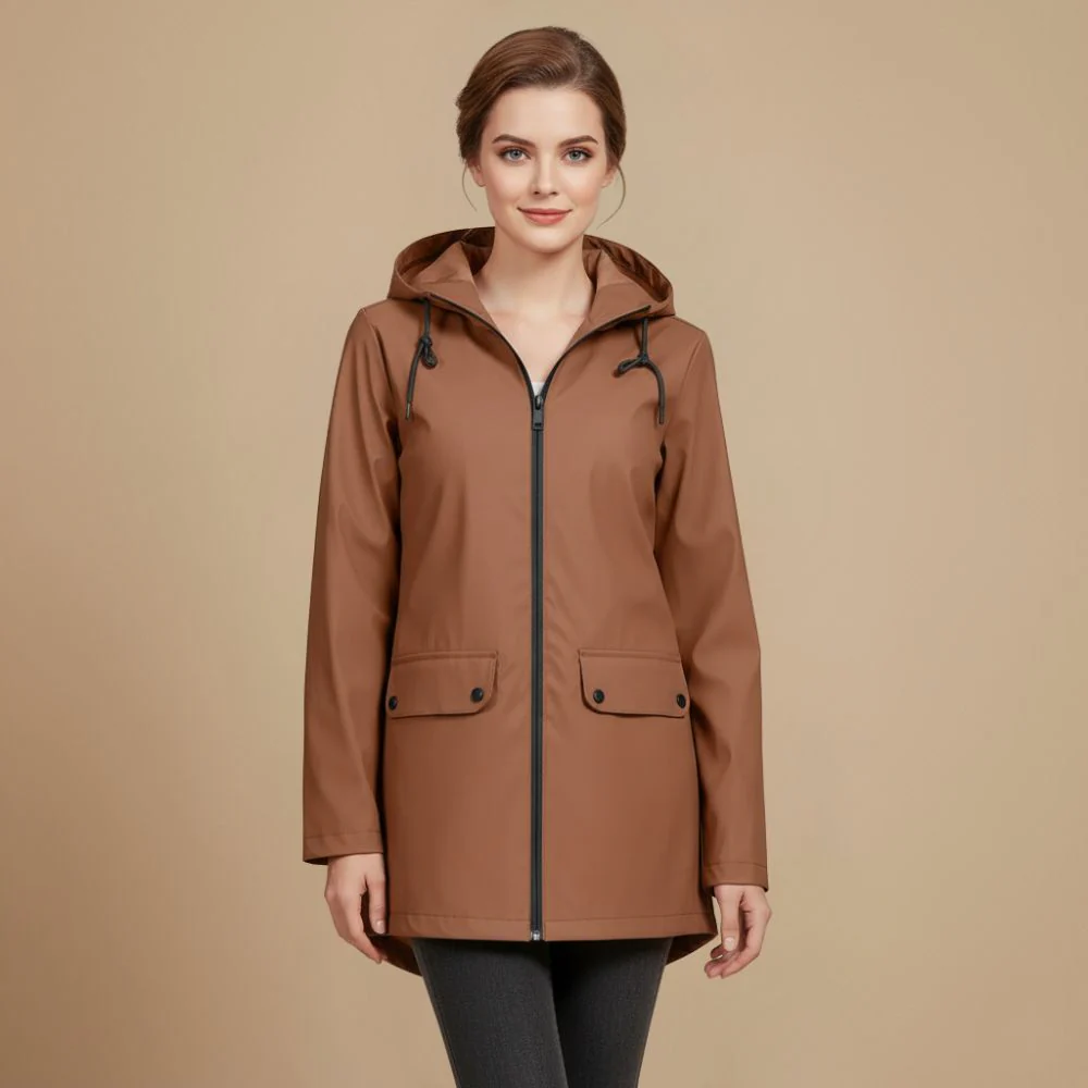 Minimalist style hooded light outdoor jacket for women