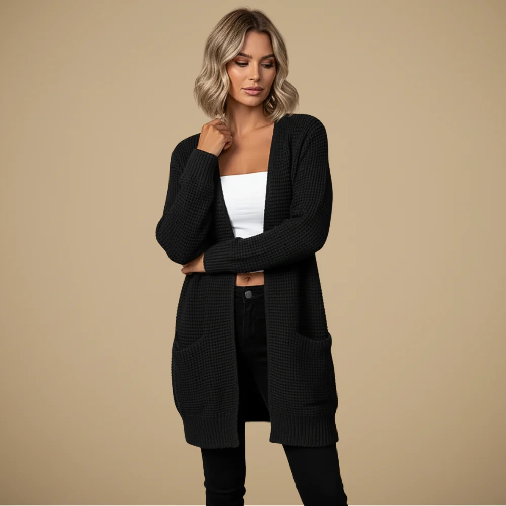 Women's knitted long sleeve cardigan