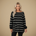 Women's round neck striped sweater