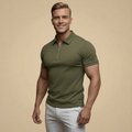 Men's quarter zip short sleeve polo shirt