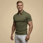Men's quarter zip short sleeve polo shirt