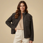 Women's zip jacket with stand collar