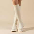 Women’s mid-calf pull-on boots with thick sole