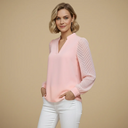 Women's v-neck long sleeve office blouse