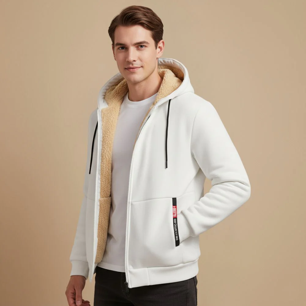 Men's comfy thick lined zip hoodie jacket