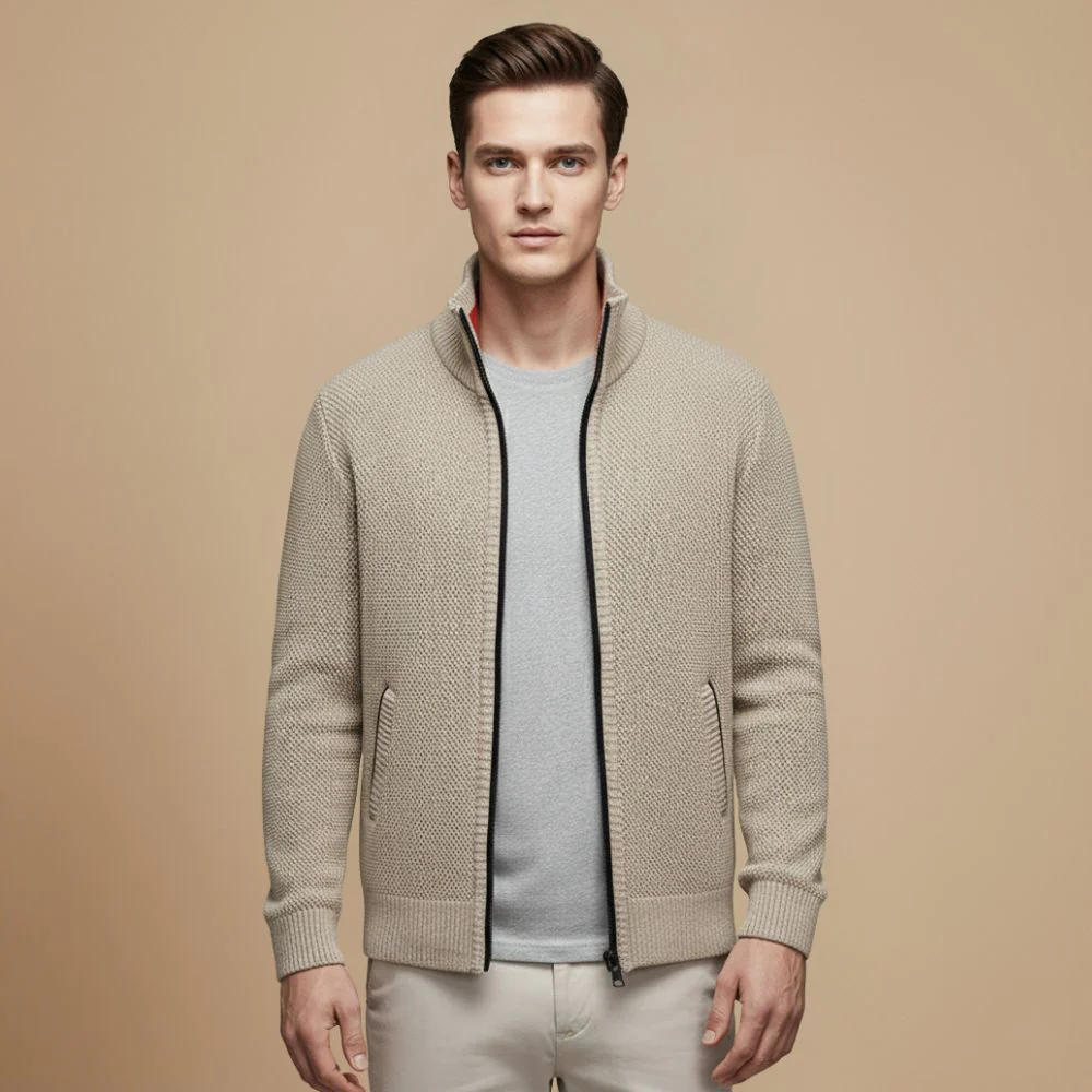 Men's full zip knitted thermal jacket