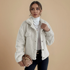 Women's textured cozy button-up jacket