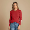 Women's knitted sweater striped long sleeve