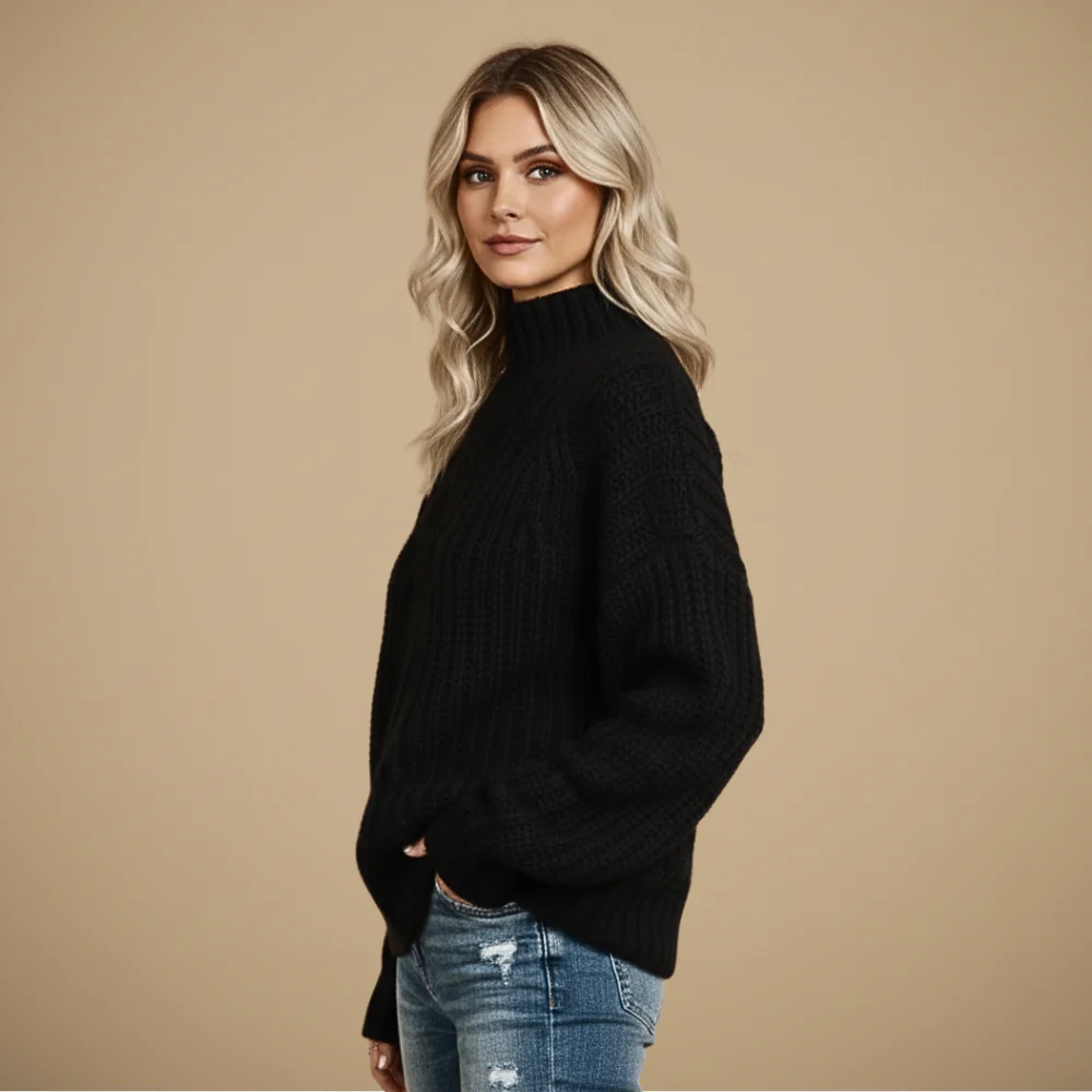 Women's turtleneck long sleeve sweater