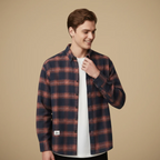 Men's plaid button-up casual shirt