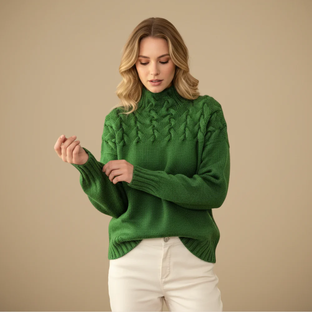 Women’s long sleeve cable knit sweater