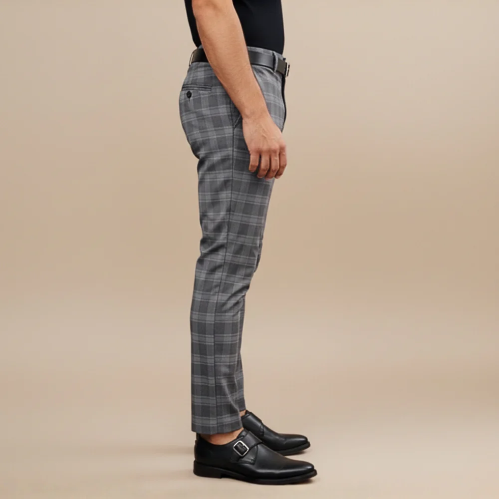 Men's checkered pattern casual trousers