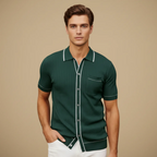 Men's knitted short sleeve polo shirt