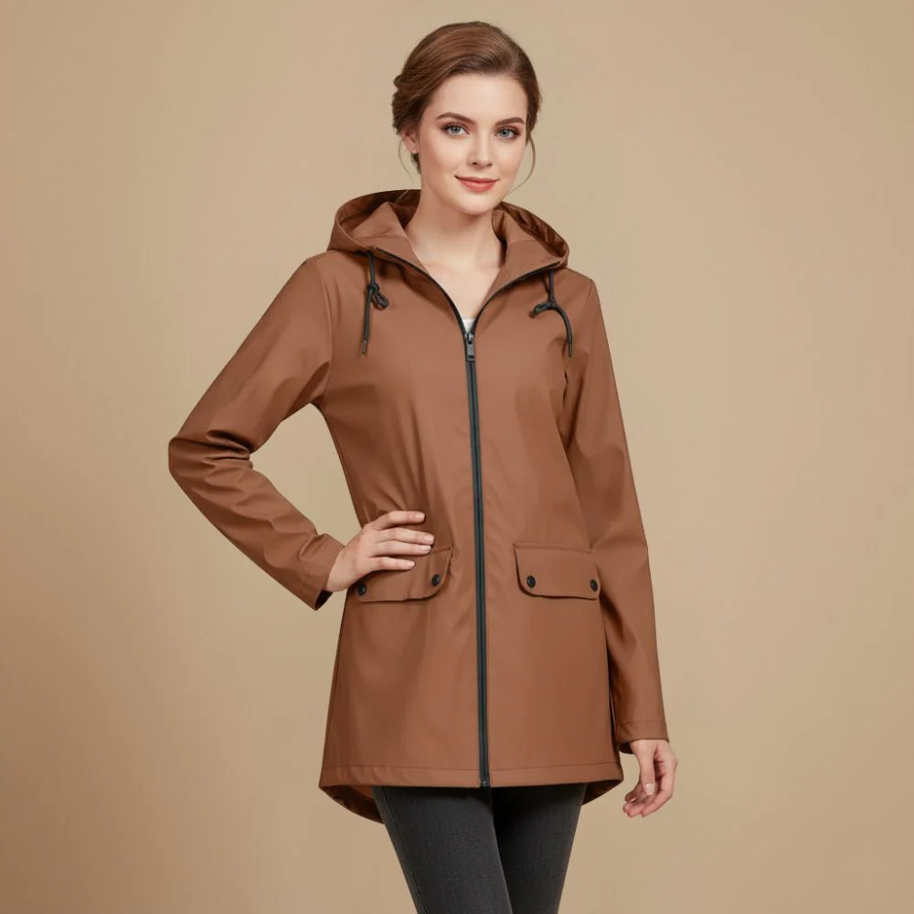 Minimalist style hooded light outdoor jacket for women