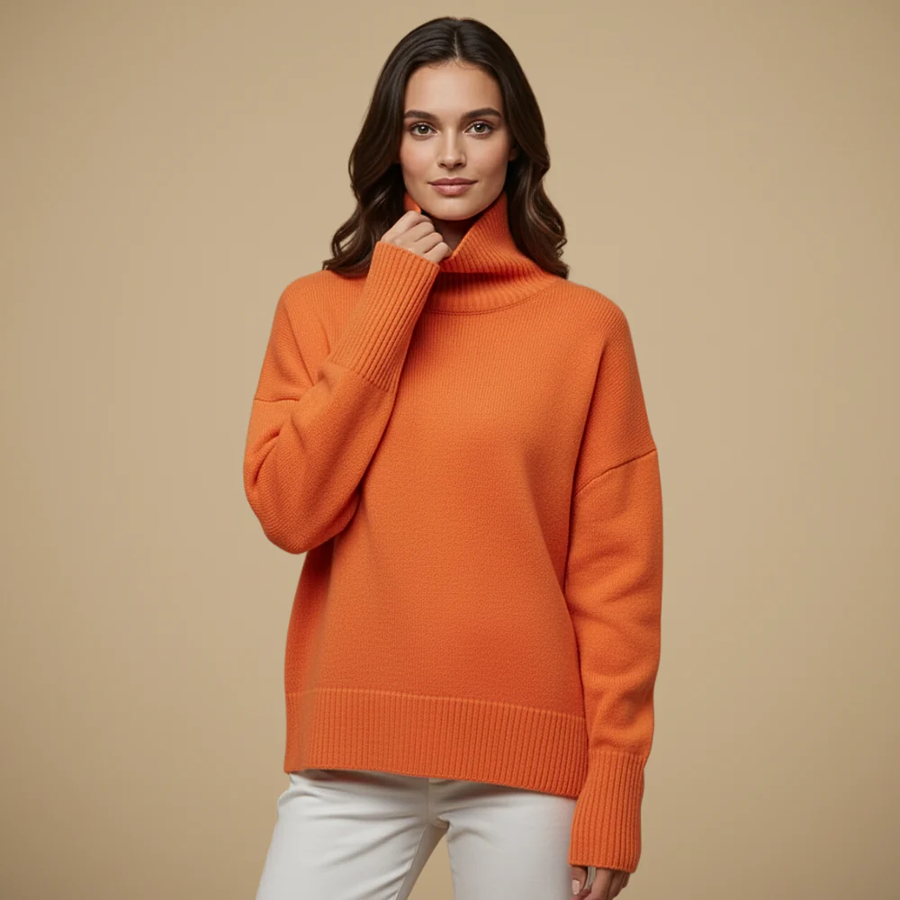 Women's high neck loose sweater