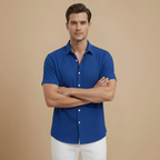Men’s short sleeve button-front polo shirt