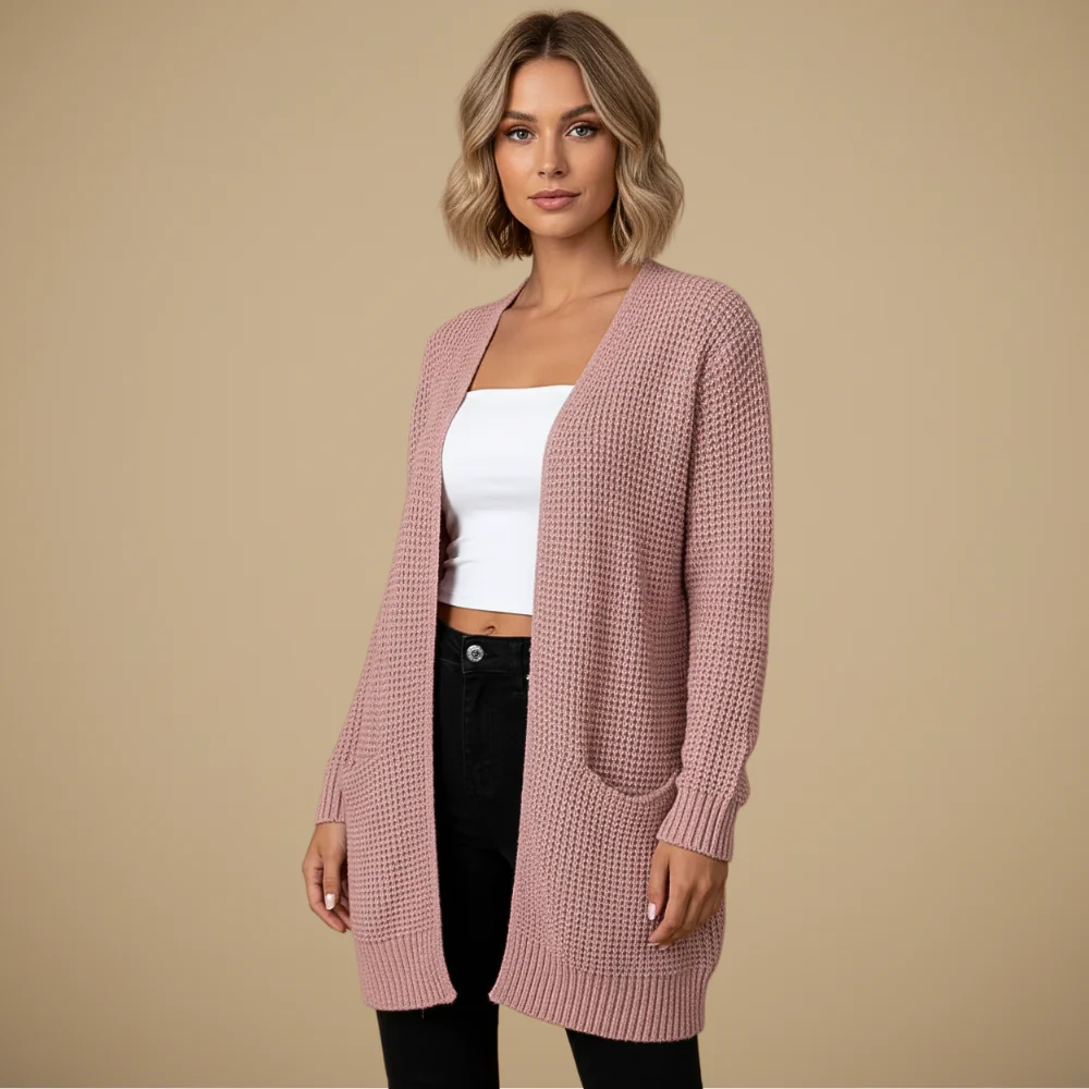 Women's knitted long sleeve cardigan