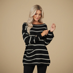 Women's round neck striped sweater