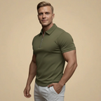 Men's quarter zip short sleeve polo shirt