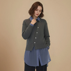 Women's asymmetric button knitted cardigan