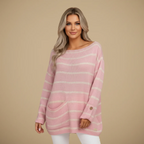 Women's round neck striped sweater